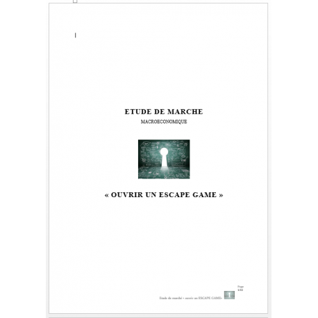 Etude de marché &quot;Ouvrir un Escape game&quot; (pdf)